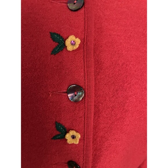 Geiger Collection Embroidered Boiled Wool Jacket Caridgan Flowers Red 40 M - Picture 4 of 8